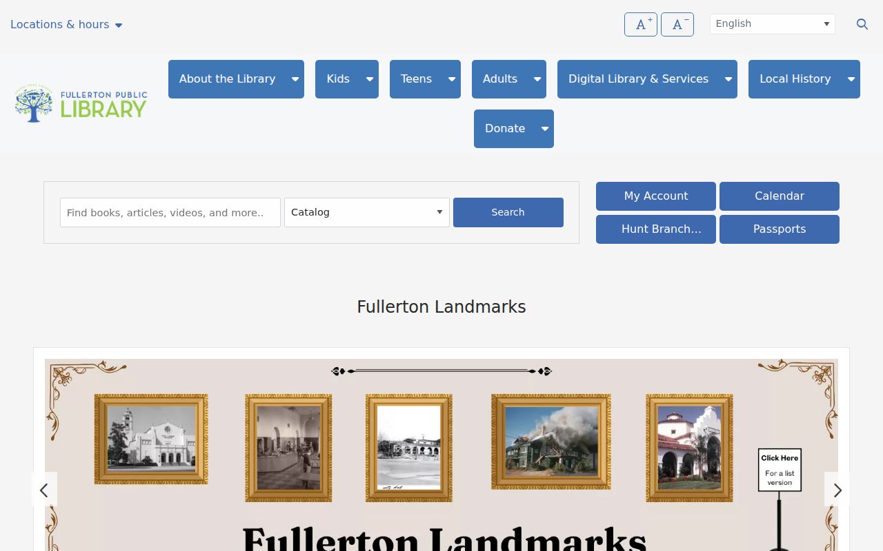 Fullerton city directory landmark files and address history