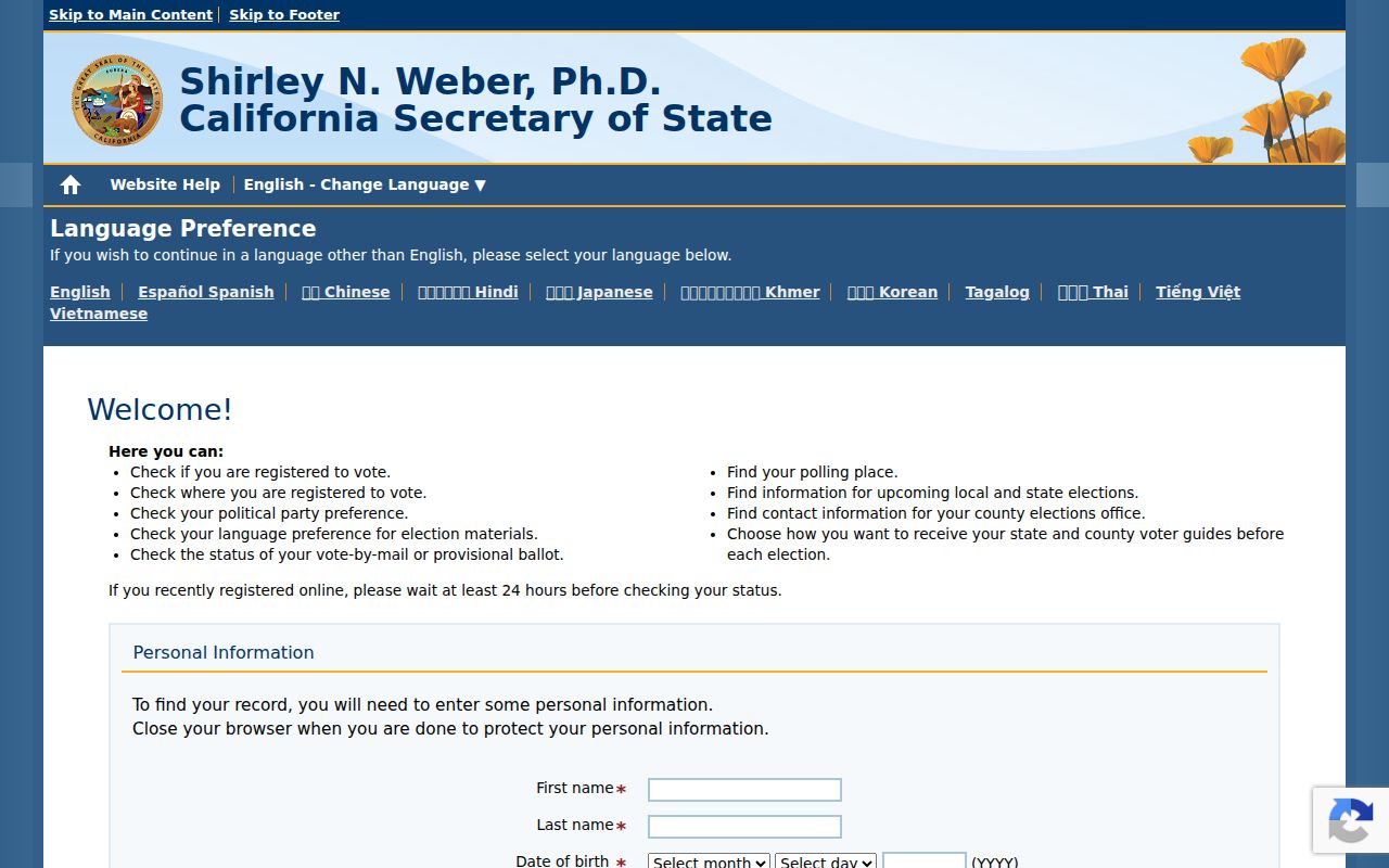 Fullerton residents directory California voter status lookup