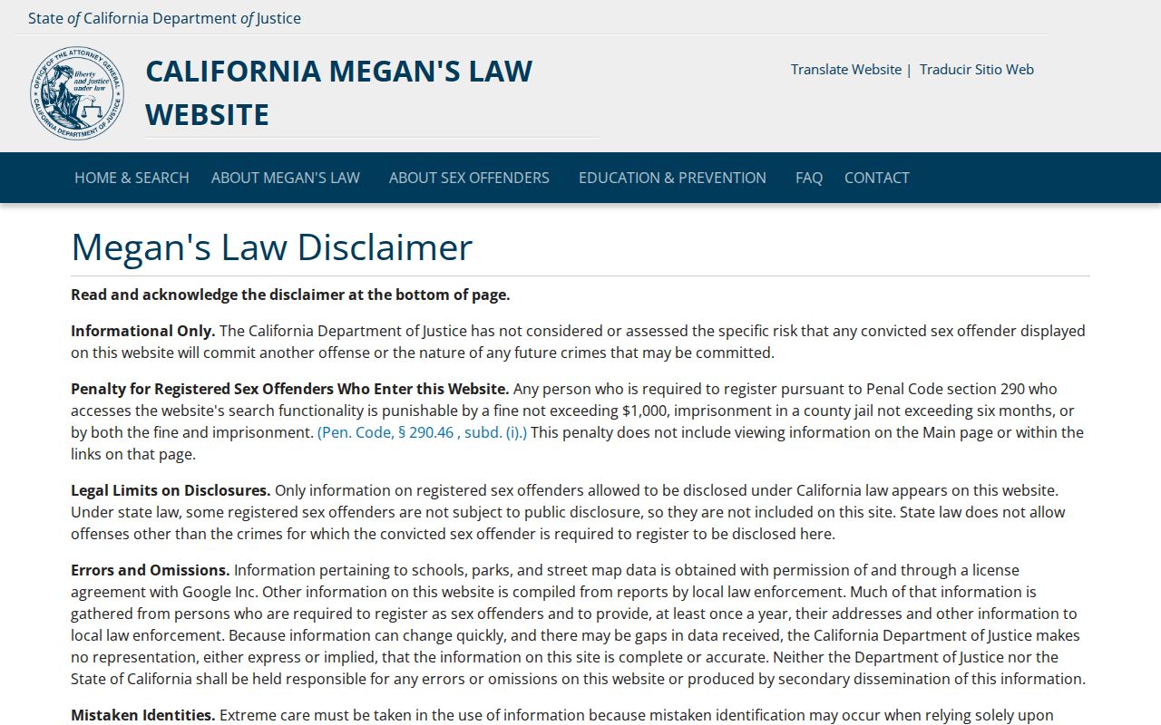 Fullerton neighbors and California registry use notice