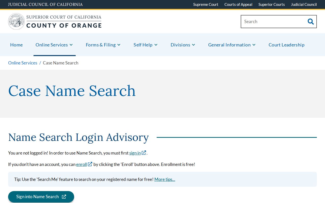 Fullerton resident lookup Orange County court name search