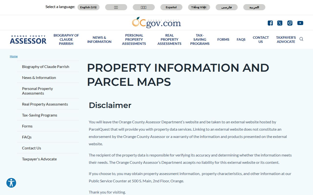 Fullerton ZIP code directory Orange County parcel maps